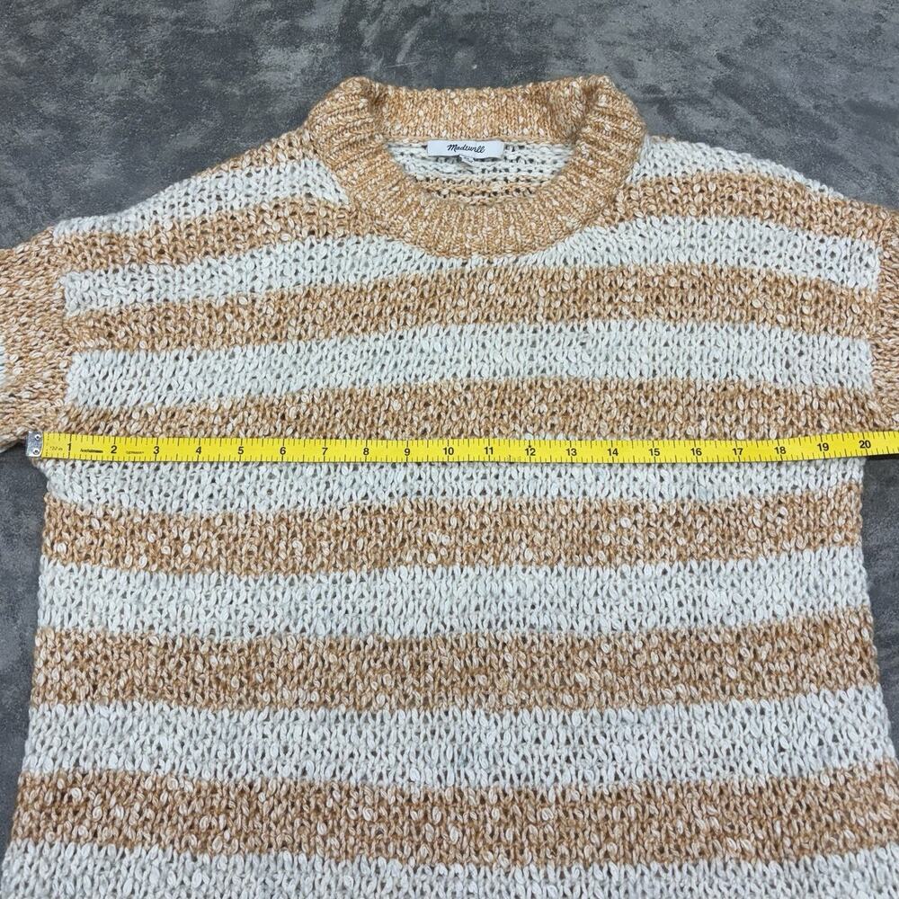 Madewell Baez Pullover Sweater XS Striped Orange Cream Knit Striped Long Sleeve - Picture 10 of 11